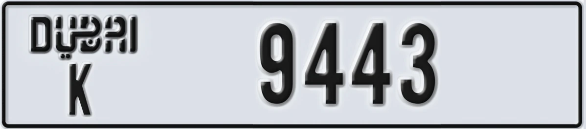 UAE License Plate Dubai K 9443