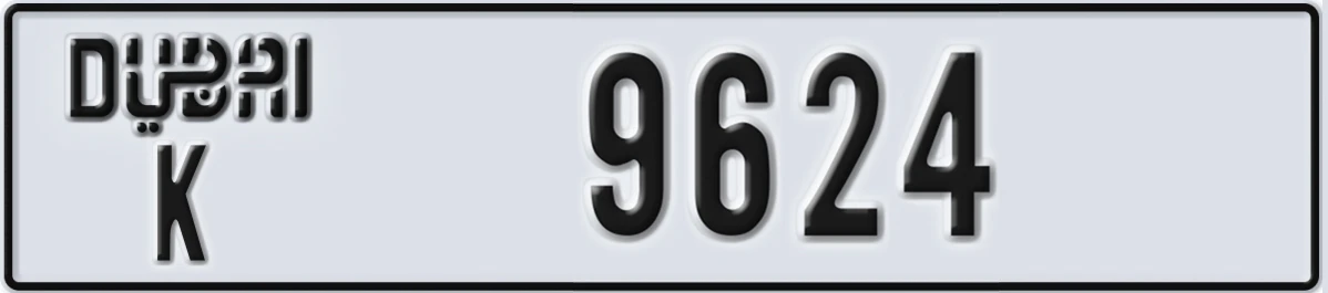 UAE License Plate Dubai K 9624