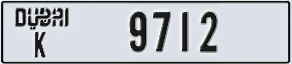 UAE License Plate Dubai K 9712