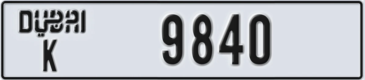 UAE License Plate Dubai K 9840
