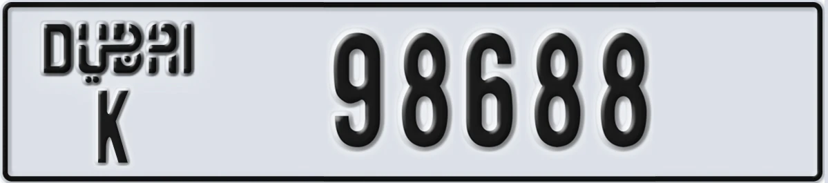 UAE License Plate Dubai K 98688