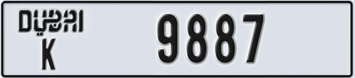 UAE License Plate Dubai K 9887