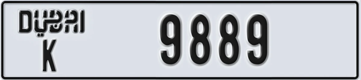 UAE License Plate Dubai K 9889