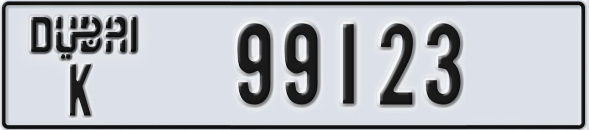 UAE License Plate Dubai K 99123
