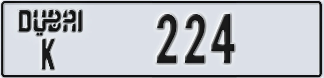 UAE License Plate Dubai K X224