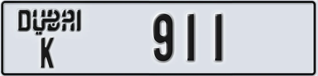 UAE License Plate Dubai K Y911