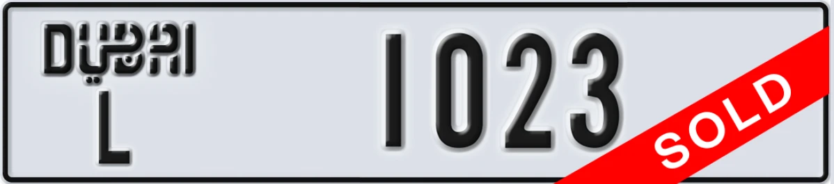 UAE License Plate Dubai L 1023