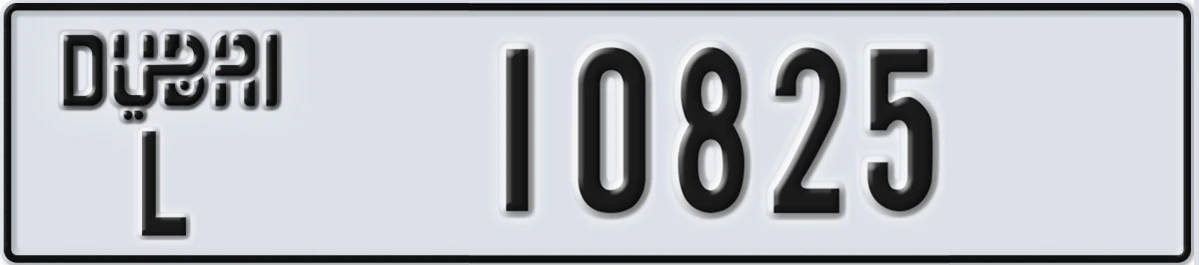 UAE License Plate Dubai L 10825