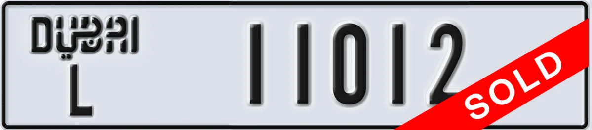 UAE License Plate Dubai L 11012
