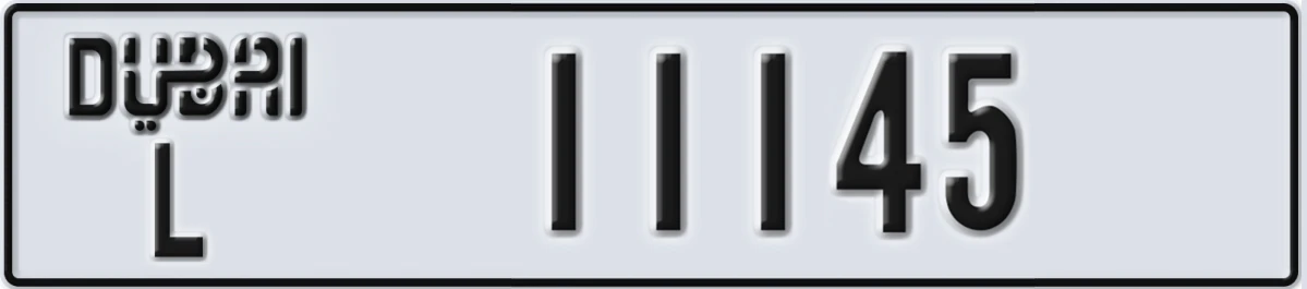 UAE License Plate Dubai L 11145