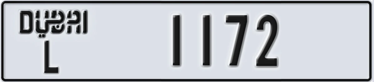 UAE License Plate Dubai L 1172