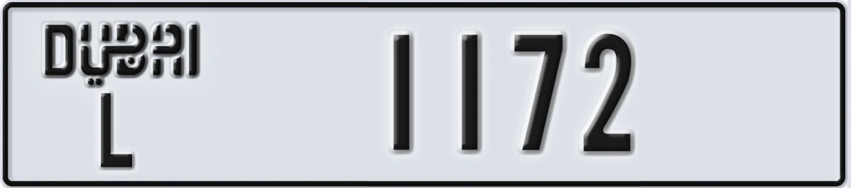 UAE License Plate Dubai L 1172
