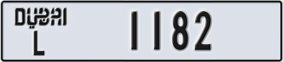 UAE License Plate Dubai L 1182
