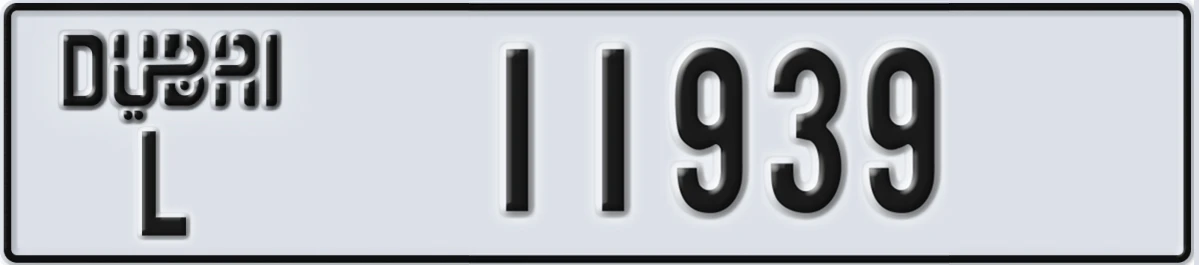 UAE License Plate Dubai L 11939