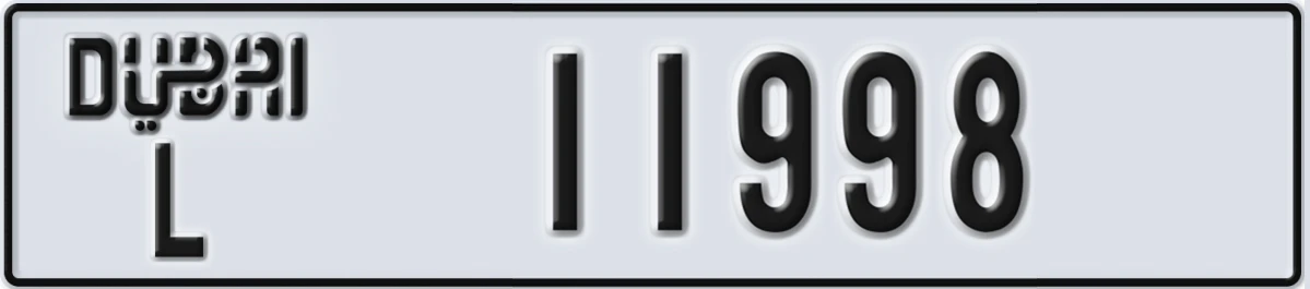 UAE License Plate Dubai L 11998