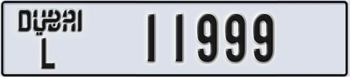 UAE License Plate Dubai L 11999