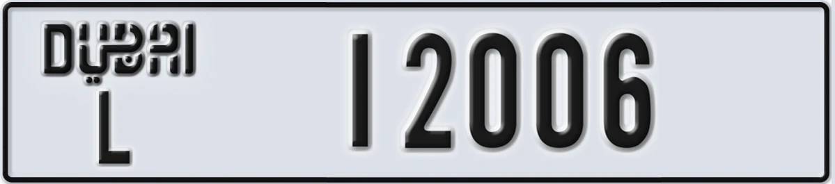 UAE License Plate Dubai L 12006