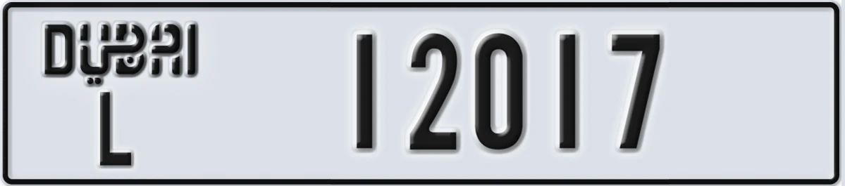 UAE License Plate Dubai L 12017