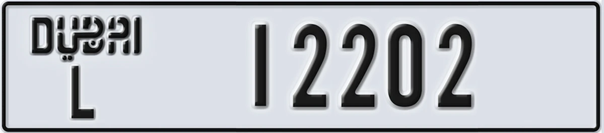 UAE License Plate Dubai L 12202