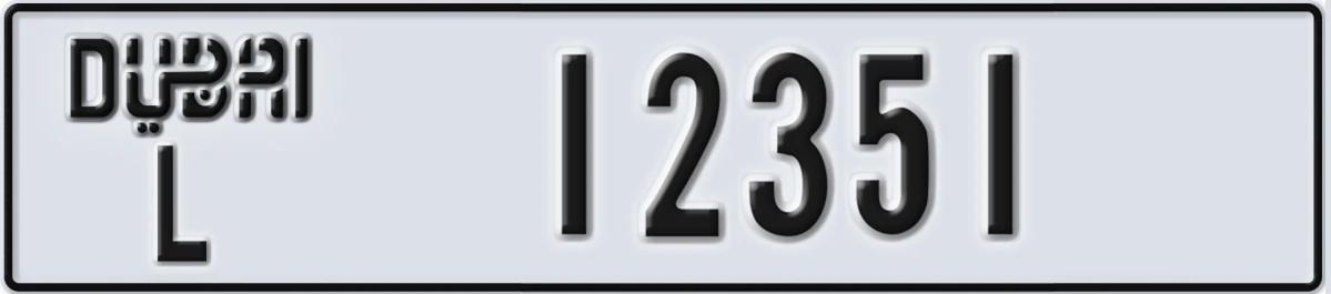 UAE License Plate Dubai L 12351