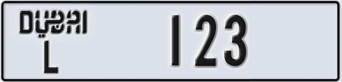 UAE License Plate Dubai L 123X