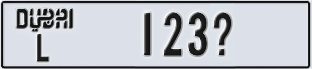 UAE License Plate Dubai L 123X