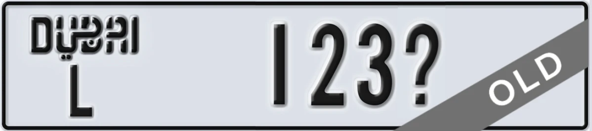 UAE License Plate Dubai L 123X