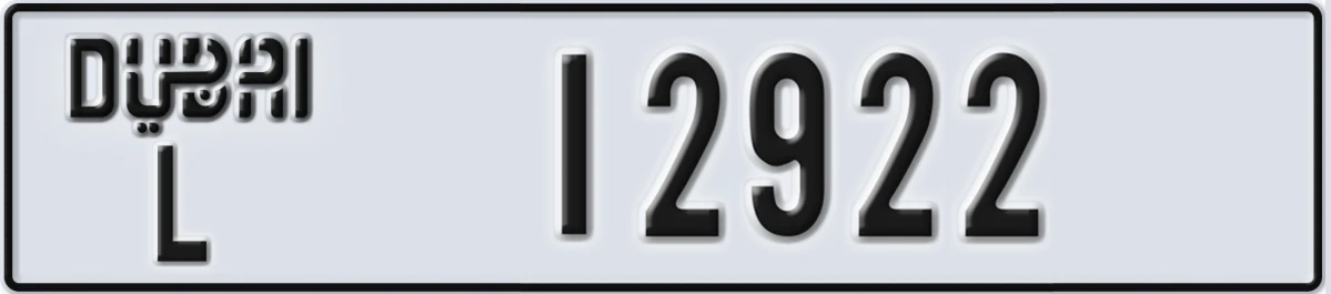 UAE License Plate Dubai L 12922