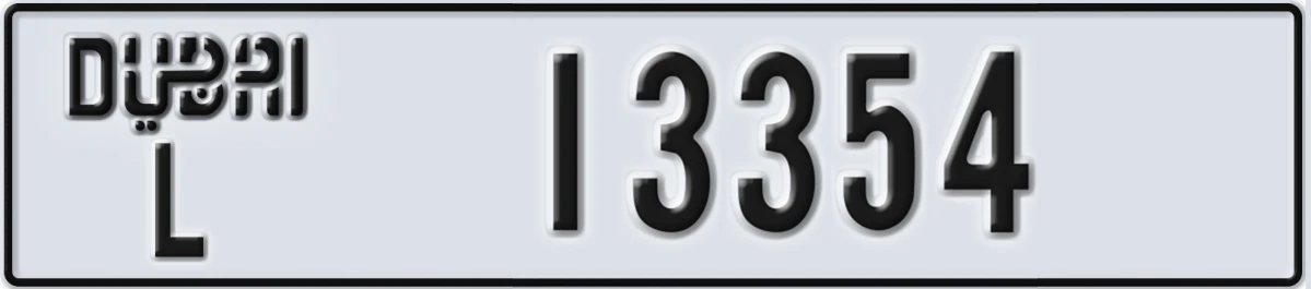 UAE License Plate Dubai L 13354