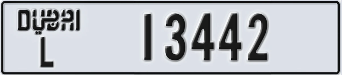 UAE License Plate Dubai L 13442