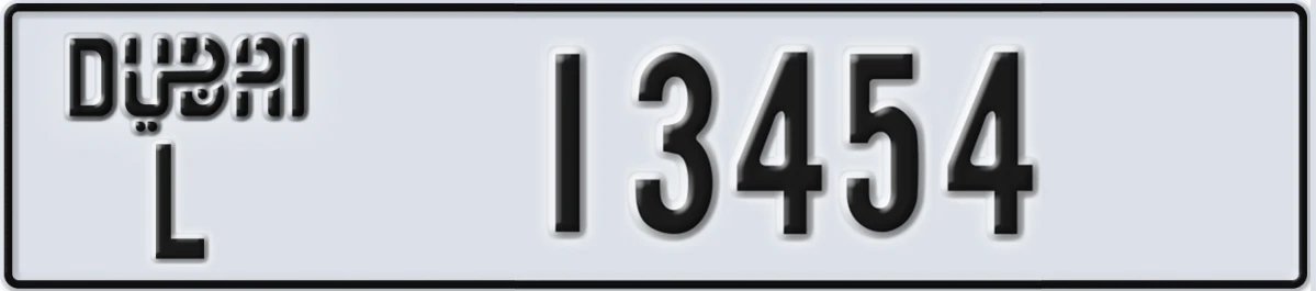 UAE License Plate Dubai L 13454
