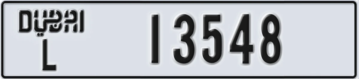 UAE License Plate Dubai L 13548