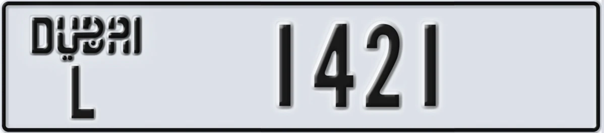 UAE License Plate Dubai L 1421