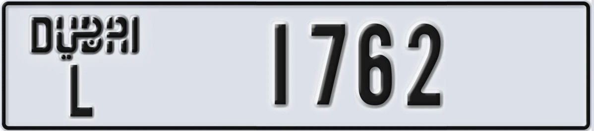 UAE License Plate Dubai L 1762