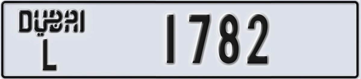 UAE License Plate Dubai L 1782
