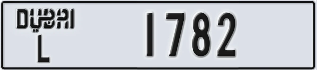 UAE License Plate Dubai L 1782
