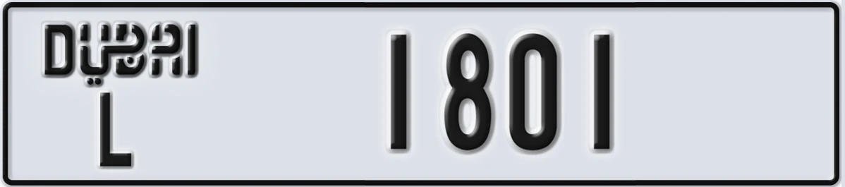 UAE License Plate Dubai L 1801