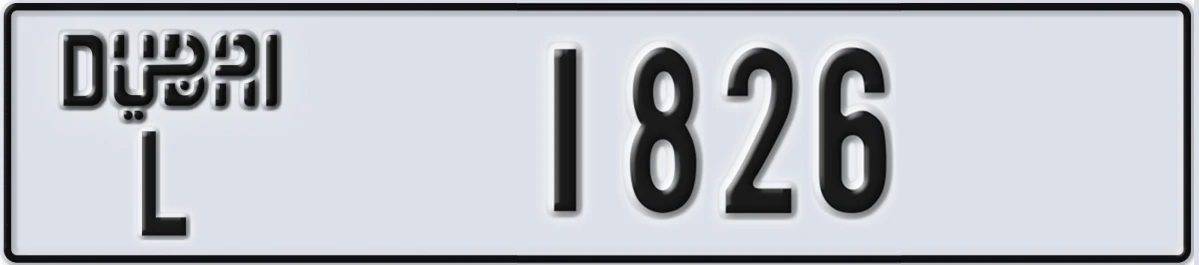 UAE License Plate Dubai L 1826