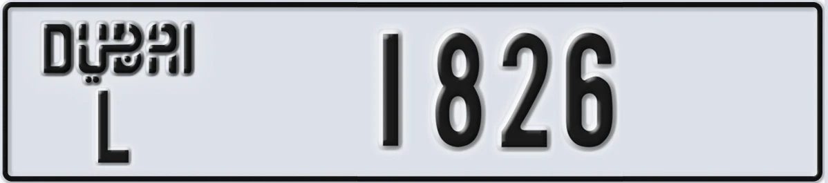 UAE License Plate Dubai L 1826