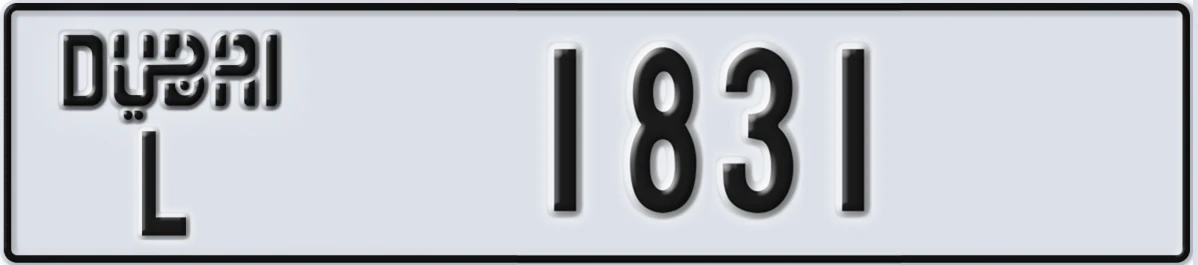 UAE License Plate Dubai L 1831