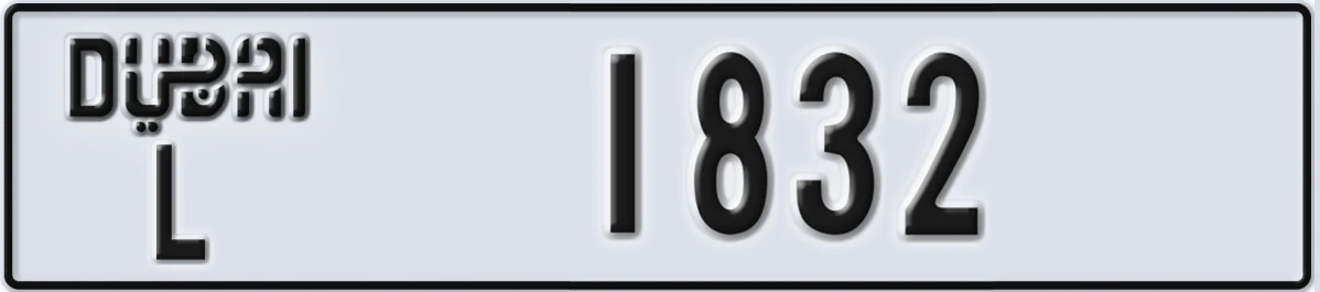 UAE License Plate Dubai L 1832