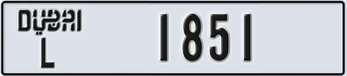 UAE License Plate Dubai L 1851