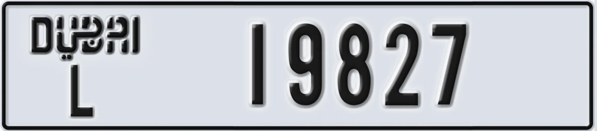 UAE License Plate Dubai L 19827