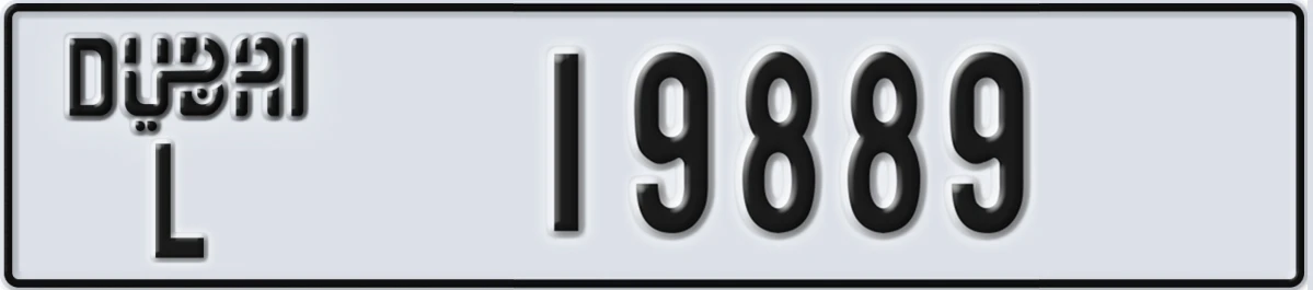 UAE License Plate Dubai L 19889