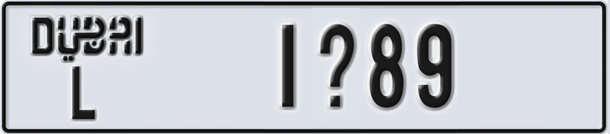 UAE License Plate Dubai L 1X89