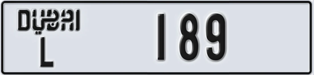 UAE License Plate Dubai L 1X89