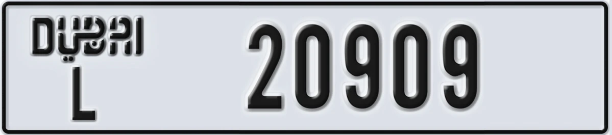 UAE License Plate Dubai L 20909