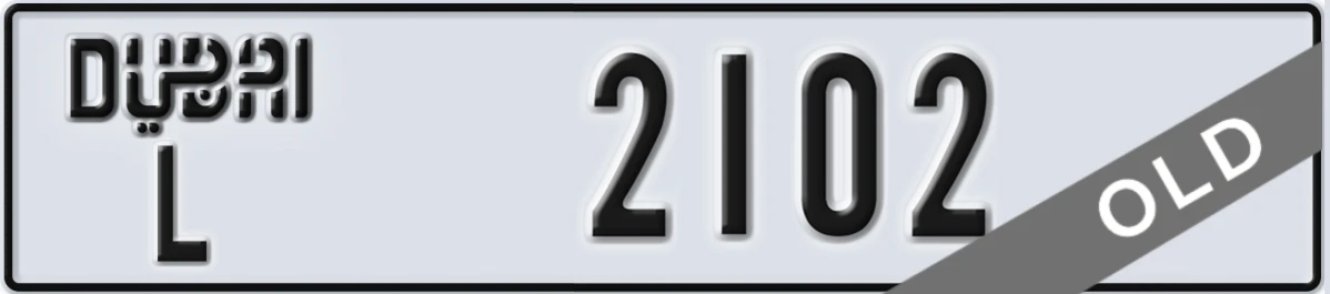 UAE License Plate Dubai L 2102