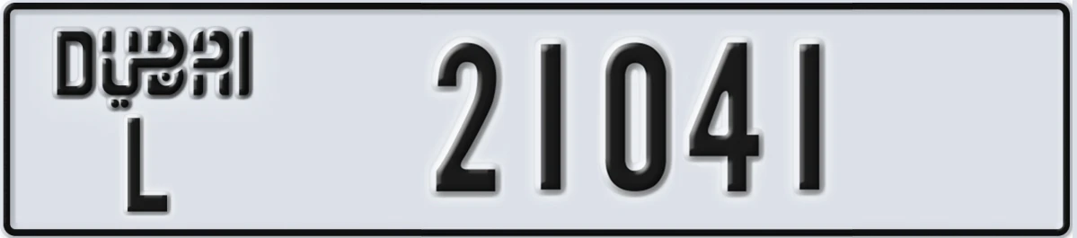 UAE License Plate Dubai L 21041