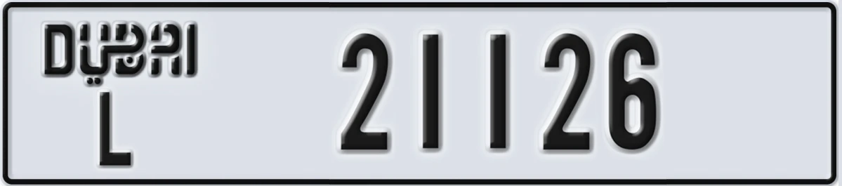 UAE License Plate Dubai L 21126